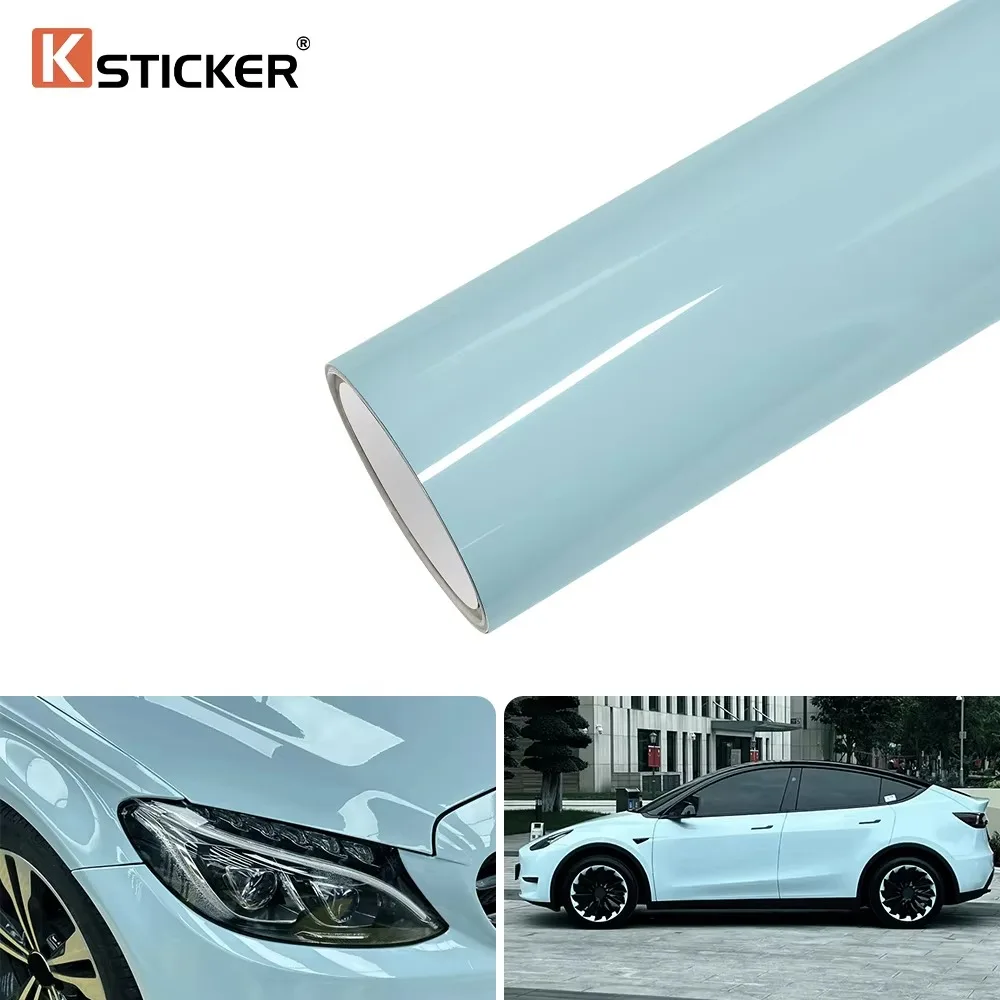 غلف الأزرق التفاف الفينيل فيلم مشرق التفاف سيارة الجسم كله ملصق مائي دراجة نارية شاحنة DIY غطاء اكسسوارات ضبط السيارات #1