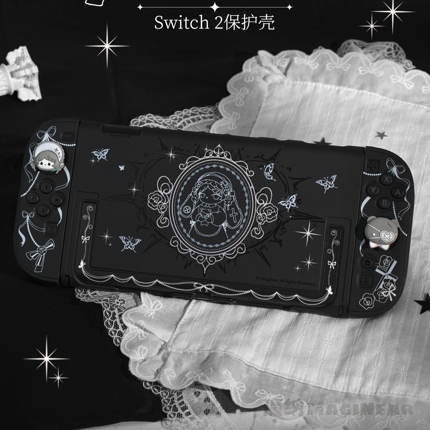 Gothic Dark Style Bunny Split Hard PC Case for Nintendo Switch 2 NS2 Dockable Anti Scratch Joy-Con Cover Gaming Accessories