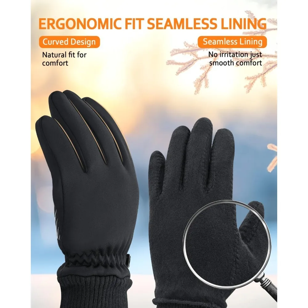 قفازات شتوية للرجال والنساء في الطقس البارد - قفازات حرارية بأصابع شاشة تعمل باللمس، قفازات دافئة مقاومة للماء لـ Runni #4