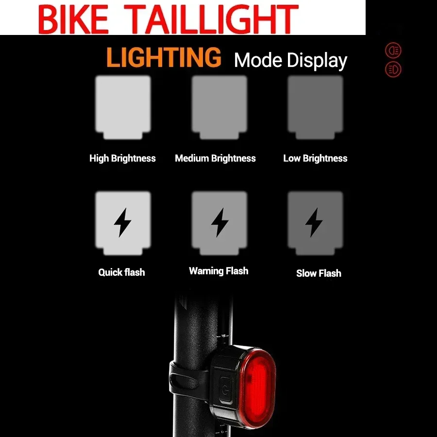 Rechargeable Bike Lighting Front/Rear Lights Bicycle Lamp Led Cycling Light Bike Flashlight for Bicycle Front Taillight Lantern