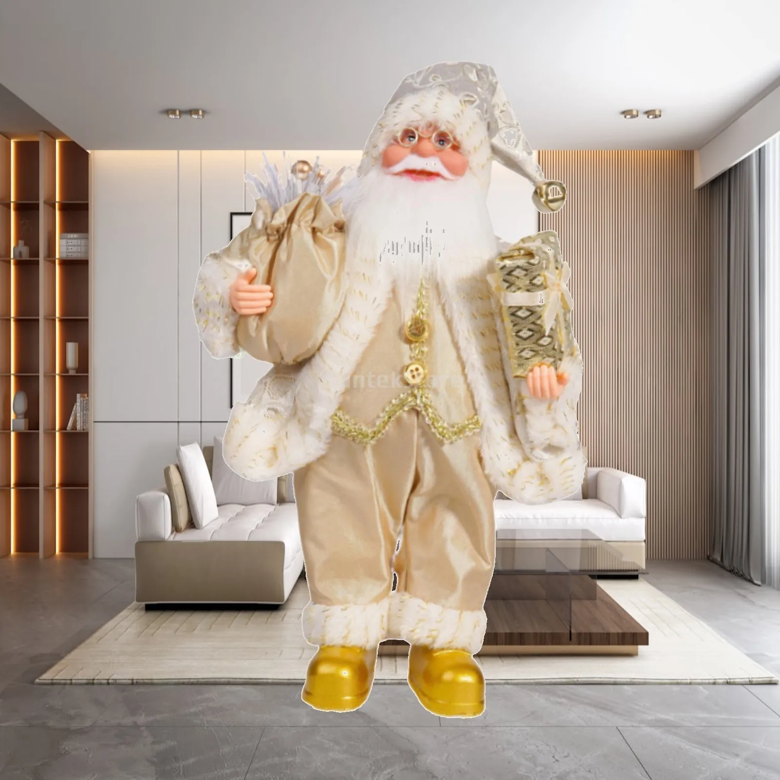 Christmas Santa Claus Figurine Boys Girls Xmas Standing Figurine Bright Color Gift Ornament for Office Table Cabinet Party Decor