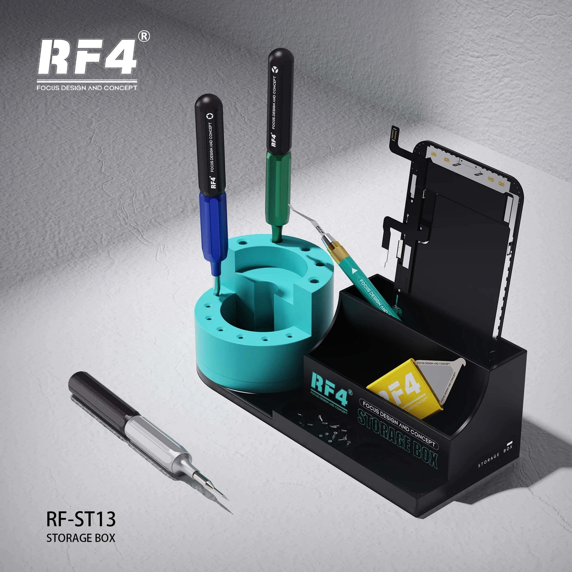 Boîte de rangement multifonction, Collecteur d'outils de réparation de téléphone, Pincettes, Tournevis, Outil à main Evalu, RF4, RF-ST13