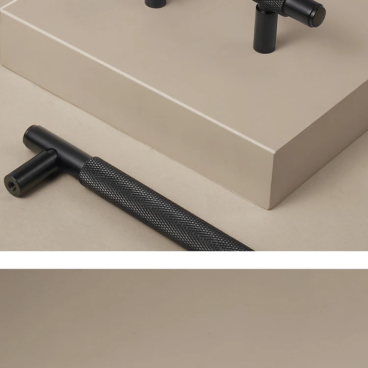 Dooroom Möbelgriffe aus massivem Messing, schwarzes Kreuz, Rändelung, Schrank, Kleiderschrank, Kommode, Schublade, Schrankknöpfe, Hardware – Detail 5