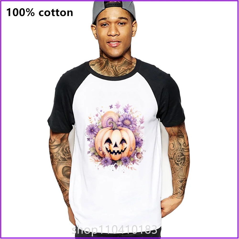 Flowers Pumpkins Jack-O-Lantern Halloween Watercolor Sunflower Cartoon Sja1682a T Shirts For Men'S Women Tshirt T-Shirt Sports S