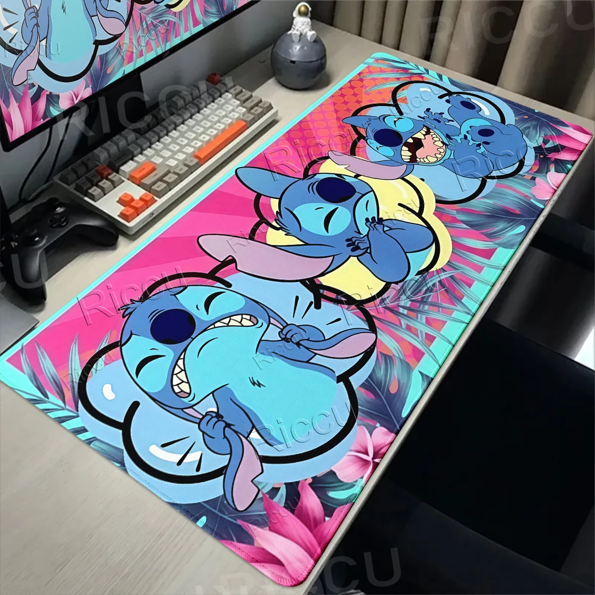Kawaii Stitch Pattern Anime Mouse Pads Aesthetics Large Extended Cartoon Gaming Accessories Offices Laptop Non Slip Gamer Carpet