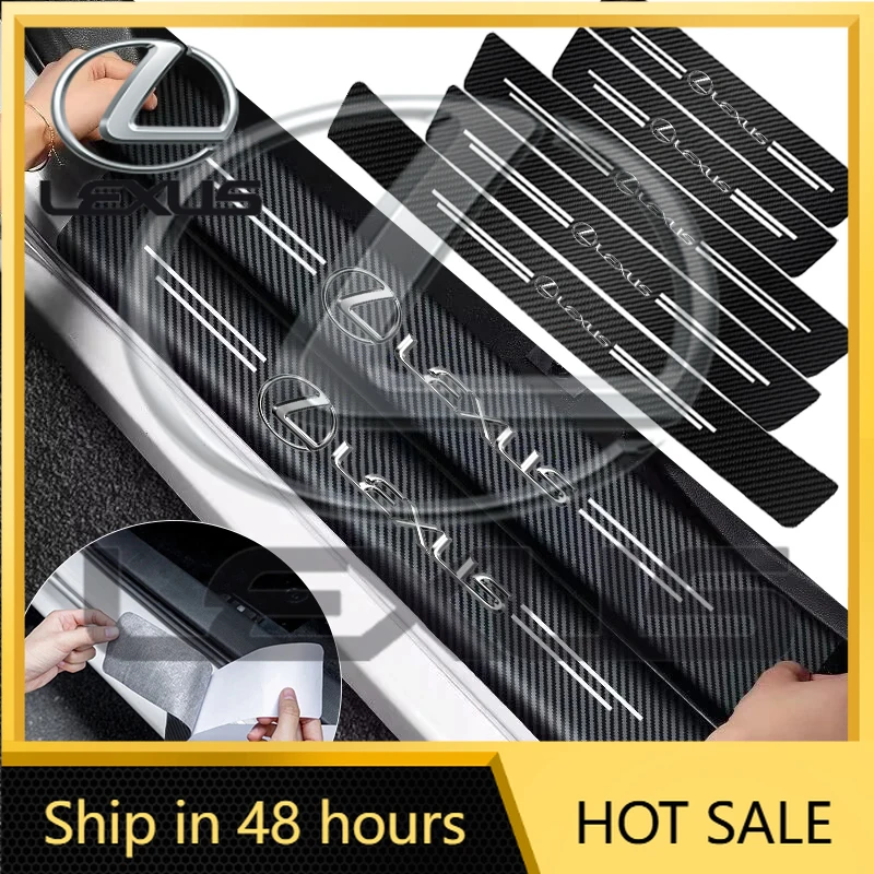 

2026 Hot Interior Stickers 1/4/5Pcs Car Door Sill Scuff Plate Decor Carbon Fiber Stickers For Lexus Fsport UX RX350 RX450h LX600