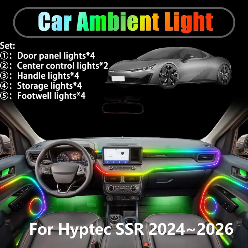 

For Hyptec SSR Hyper 2024 2025 2026 2/18 in 1 Car ambient lighting Led trunk interior led lights USB RGB Ensemble Streamer Auto