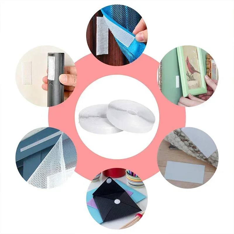 1-25M Selbstklebende Klettverschlussrolle, doppelseitiges magisches Klebeband für DIY, Haushalt, Auto und Büro – Detail 17