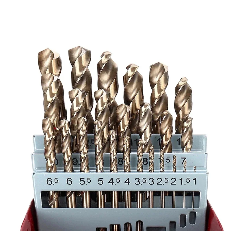 M35 HSS Co 5% Cobalt Twist Drill Bit Set Metric Straight Shank With Metal Case For Stainless Steel Wood Metal Drilling