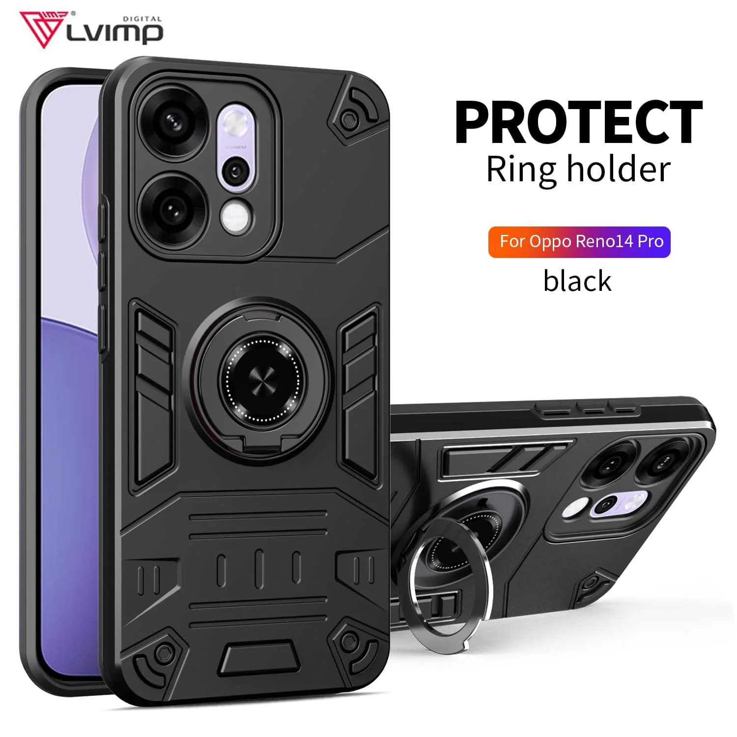 Case For OPPO RENO 14 PRO 14F Reno14 Pro 5G Cover Protective Armor Shockproof Metal Ring Stand Holder Shell Cover Coque Fundas