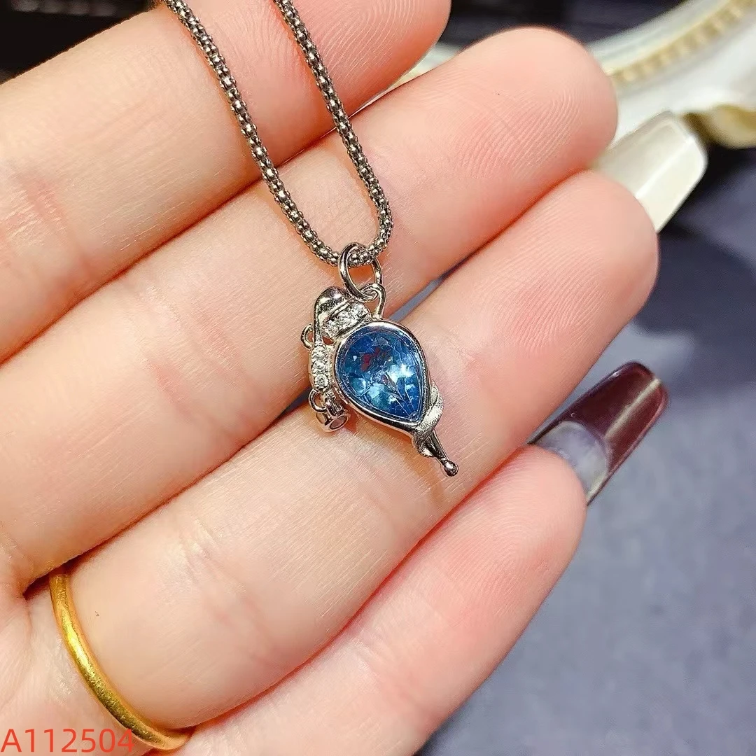 KJJEAXCMY Natural Topaz Pendant S925 silver , electroplated locking color process, high clarity Full of luster Support testing