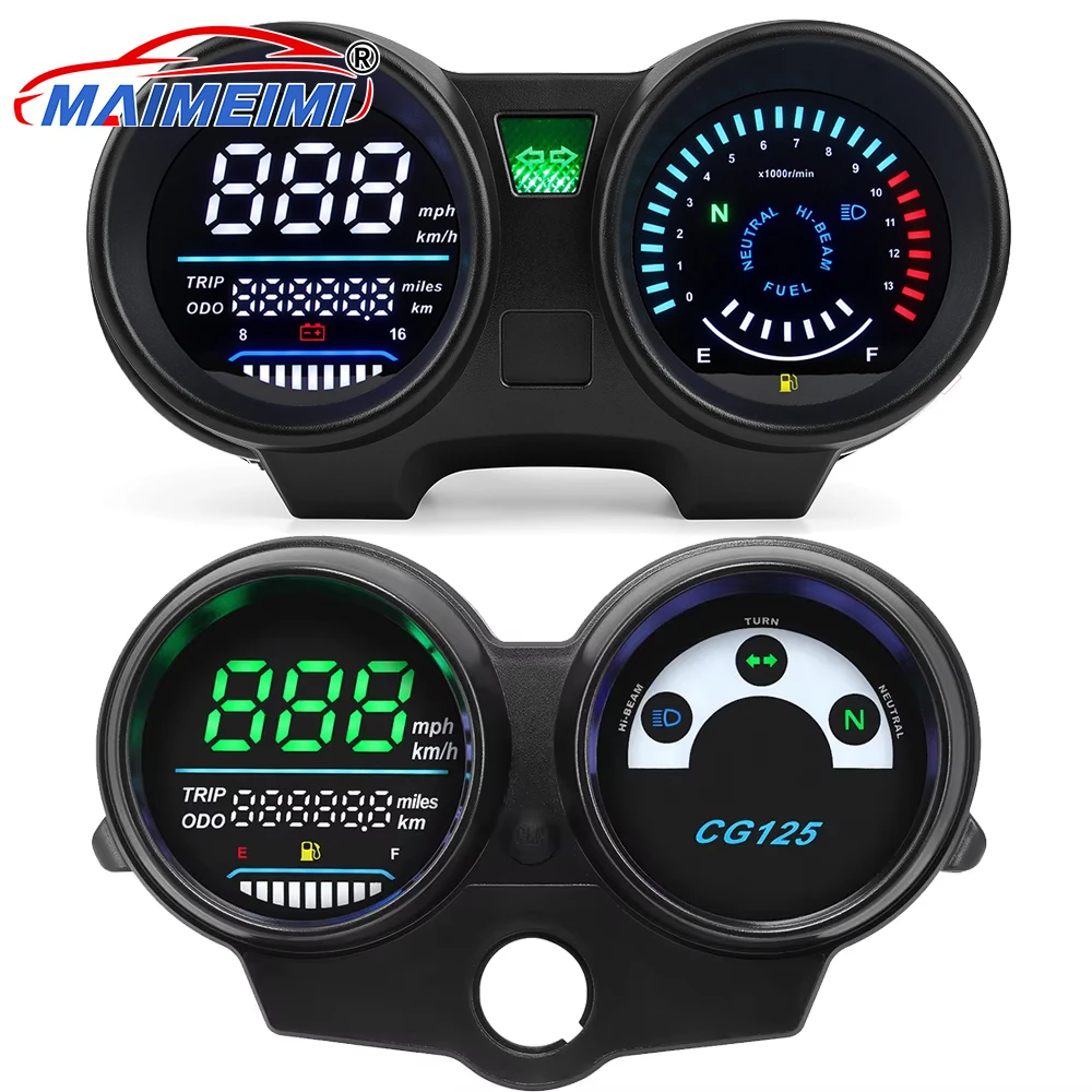 Motorcycle Dashboard Digital Tachometer Waterproof Red Fuel Gauge Turn Signal Lights for Brazil Digital Panel Titan 150
