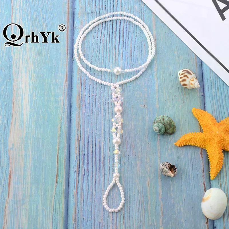 Pearl Barefoot Sandal Anklet Foot Chain Toe Ring Beach Ankle Bracelet for Women