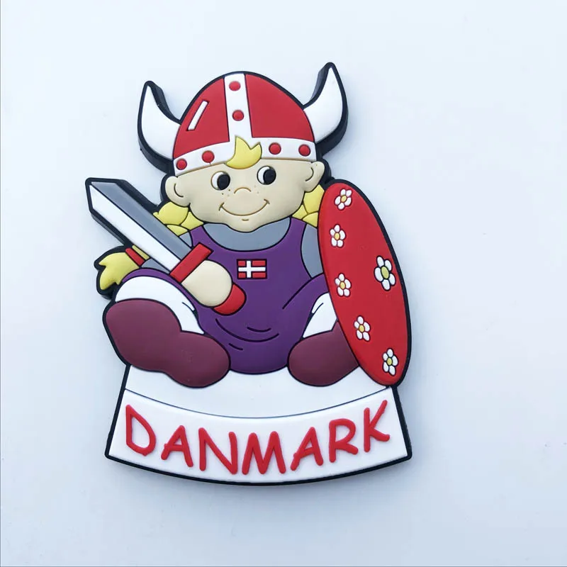 Europe Denmark Rubber Fridge Magnet Tourist Souvenirs Refrigerator Magnetic Stickers Travel collection Gift