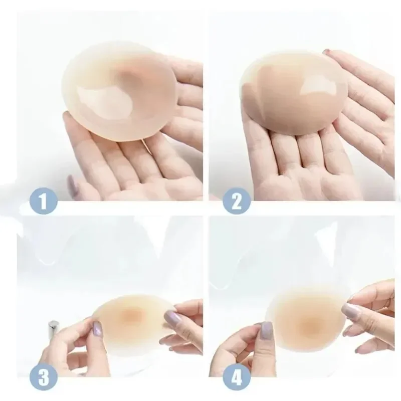1 Pair Reusable Breast Petals Nipple Cover Invisible Petal Adhesive Strapless Backless Stick on Bra Silicone Breast Patch image 5
