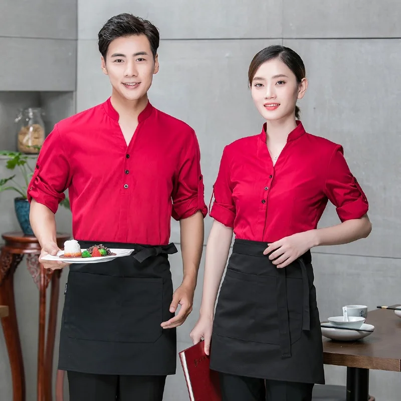 

Waiter Workwear Long Sleeve Hotel Tea House Clothing Hot Pot Restaurant Autumn and Winter Clothes Wome