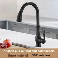 360°Swivel Spout Kitchen Sink Faucet Pull Down Sprayer Fashion Design Bathroom Kitchen Hot&Cold Water Mixer Tap Black/Gold