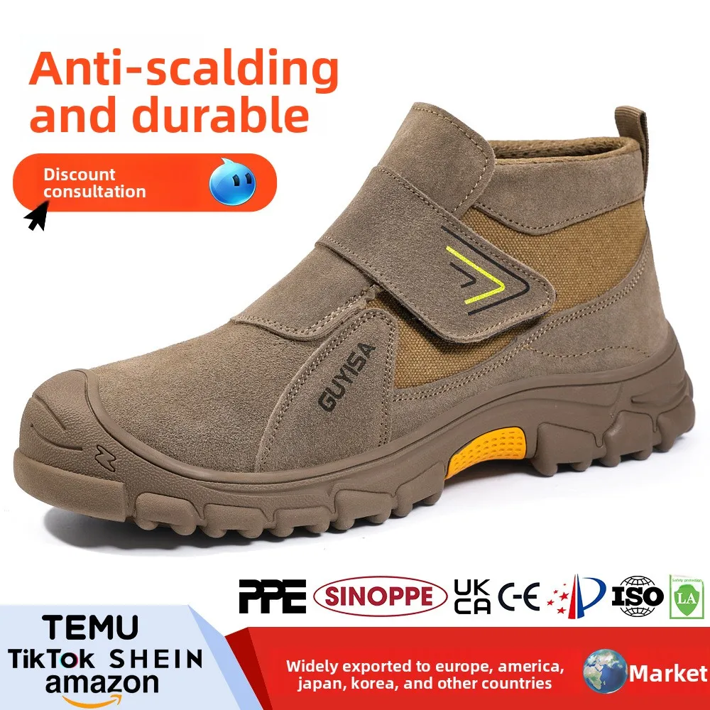 Anti Scald Welding Work Shoes Anti-smash Anti-puncture Safety Shoes Men Protective Boots Wear Resistant Male Industrial Shoes