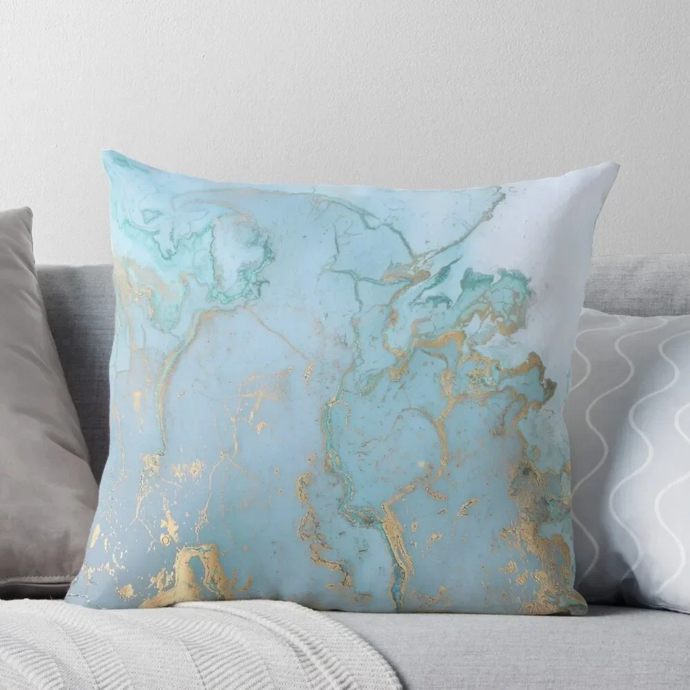 Blue and Gold Throw Pillow ornamental pillows Cushion Cover Luxury Room decorating items Pillow