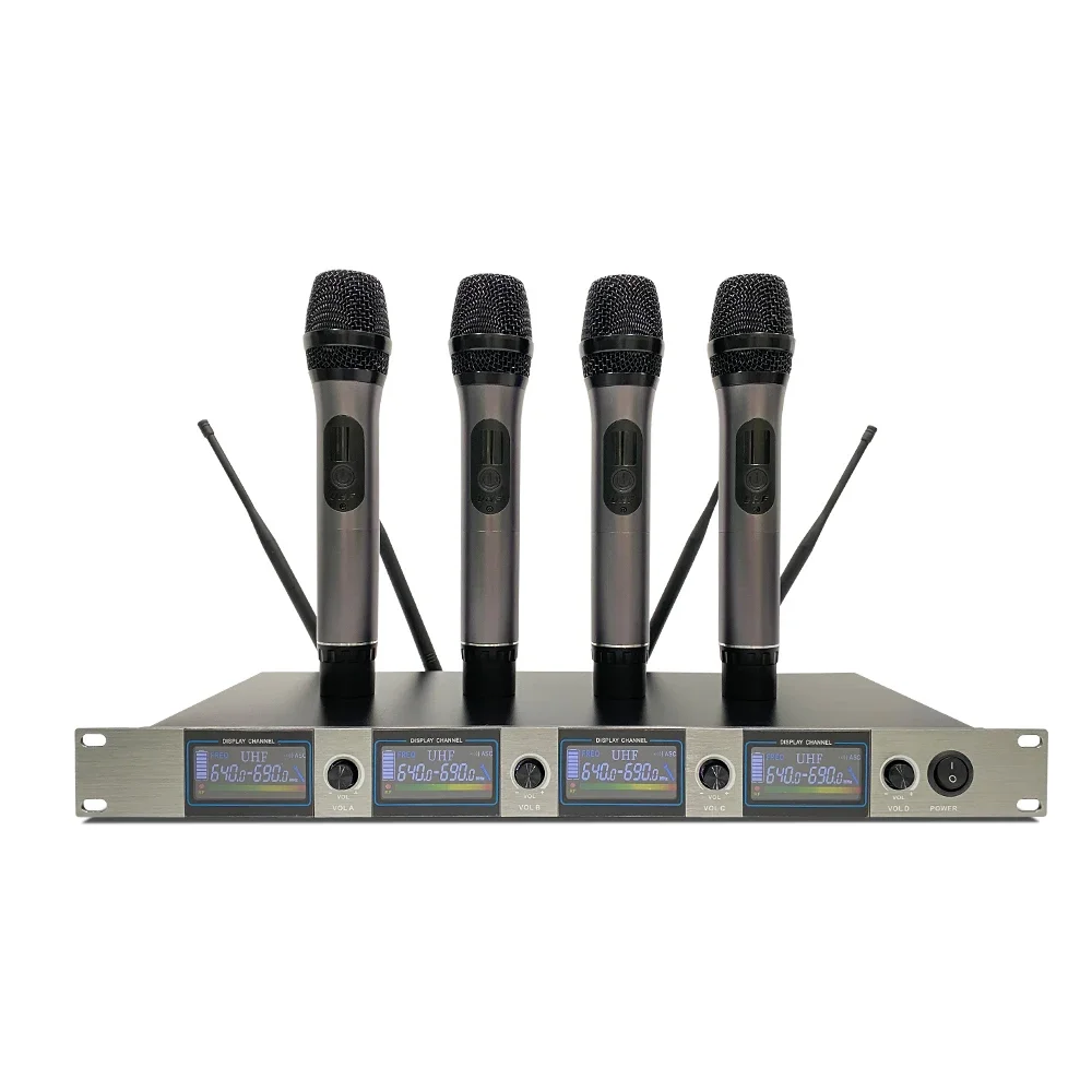 Professional UHF Dual Channel Handheld Wireless Microphone System For Party Wedding Speech Church Stage Karaoke DJ