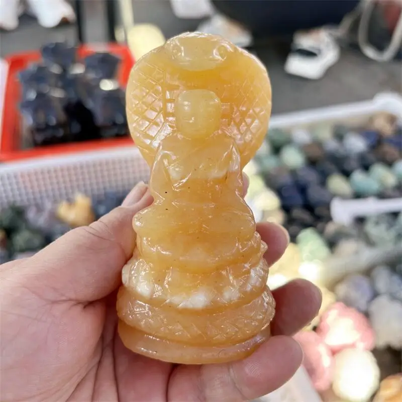

Natural Orange Calcite Sakyamuni Buddha Carving Polished Reiki Healing Fengshui High Quality Room Decor Energy Gift 1PCS