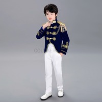 Boy Costume Prince Halloween Christmas Cosplay Dress Up Outfits Kids Vintage Velvet Blazer Suits Royal Court Medieval Costume