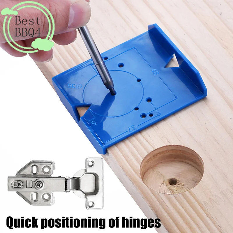 

(BBQ4) Набор из 2 шт. шаблонов для сверления петель, линейка для позиционирования дверных петель, вспомогательный инструмент для установки петель в деревянных изделиях