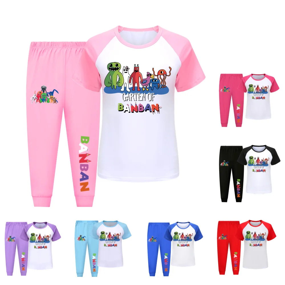Garden of Banban Costume Kids Summer Outfits Boys Cartoon Tops Pants 2pcs Suit Baby Girl Clothes Children's Short Sleeve Pajamas
