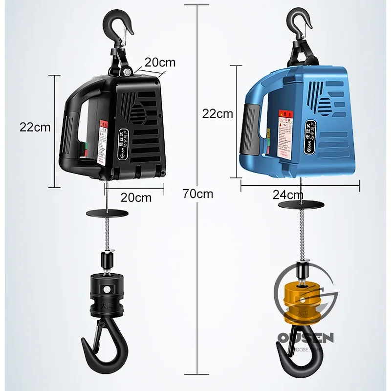 220V 500KG Mini Electric Hoist Household Small Electric Hoist Portable Crane  Remote Control Air Conditioning Tensioner