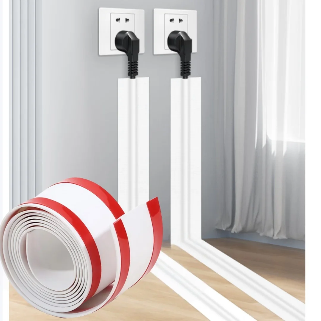 1pc  Cable Cover Protector PVC Self-Adhesive Wire Protection Strip Wear Resistant Prevent Trip Wall Floor Wire Organizer