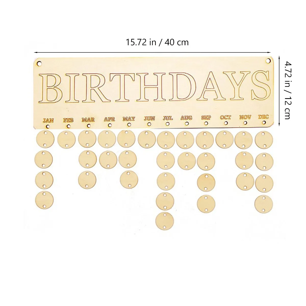 Wooden Hanging Calendar Plaque Board Set Board 1 Rope 50 Wooden Discs Printed Birthday Letters Precise Cutout DIY Family