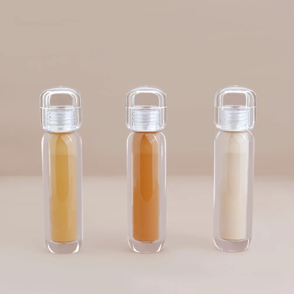 Paleta płynnych korektorów w przezroczystych butelkach, 18 kolorów, pełne krycie, wodoodporne, private label, własne logo, wegański makijaż, sprzedaż hurtowa.