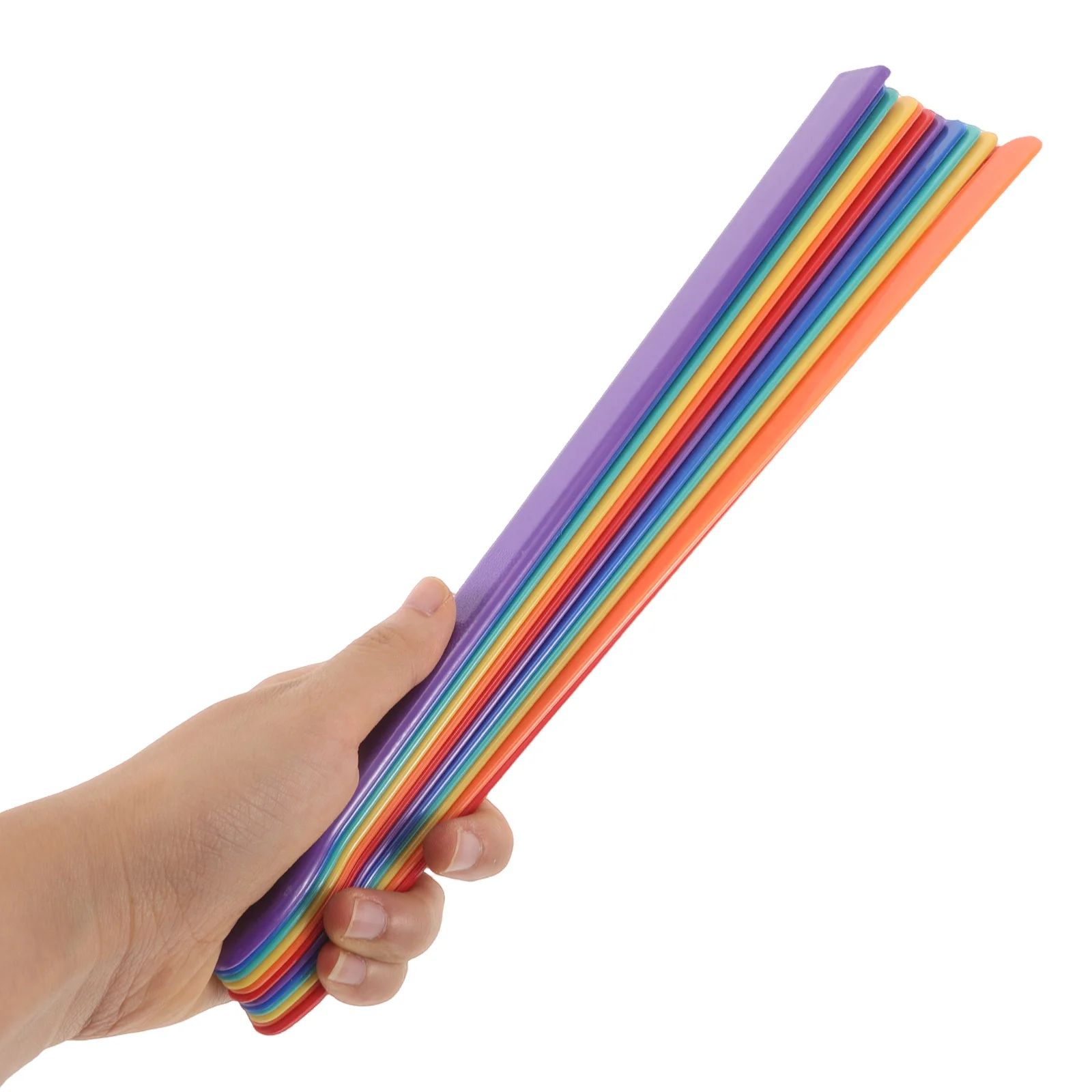 

5pcs Rainbow Folding Hand Fan Frame Vivid Colorful Diy Plastic Fan Making Material Lightweight Crisp Sound Performance Dance