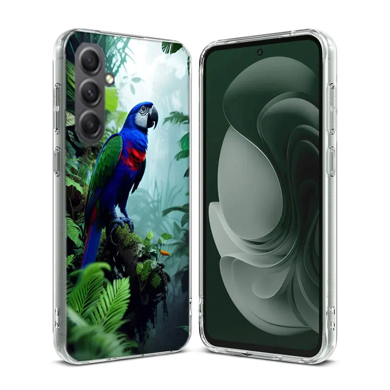 Parrot Bird Rainforest Phone For Samsung Galaxy A15 A25 A35 A55 A71 A51 A41 A31 A21 A11 M12 M30S M31 M32 M51 M52 J8 J6 J4 Cover