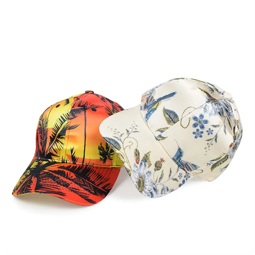 Women Spring Summer Sunscreen Baseball Caps Flower Floral Print Holiday Style Caps Casual Sport Dome Hats Fashion Beach Sun Hat