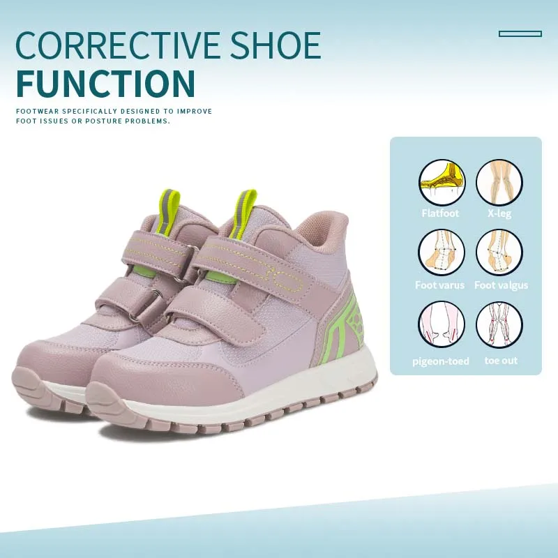 

Детские ортопедические кроссовки Princepard с высокой поддержкой свода стопы, розовые ботинки для девочек при вальгусной деформации стопы с корректирующей стелькой