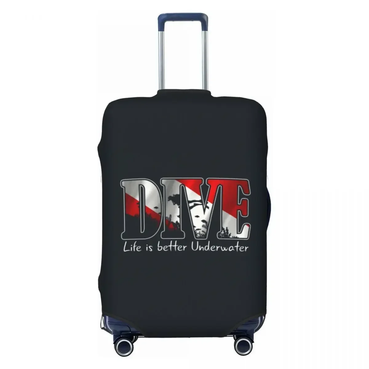 Custom Scuba  Luggage Cover Protector Washable Life is Better underwater Travel Suitcase Covers