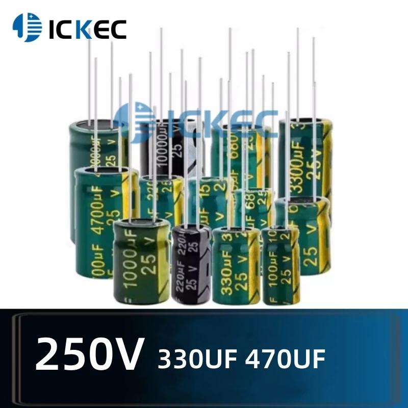 Leaded Inline Electrolytic Capacitors 250V 3.3UF 4.7UF 10UF 15UF 22UF 33UF 47UF 68UF 100UF 150UF 150UF 220UF 220UF 330UF 470UF