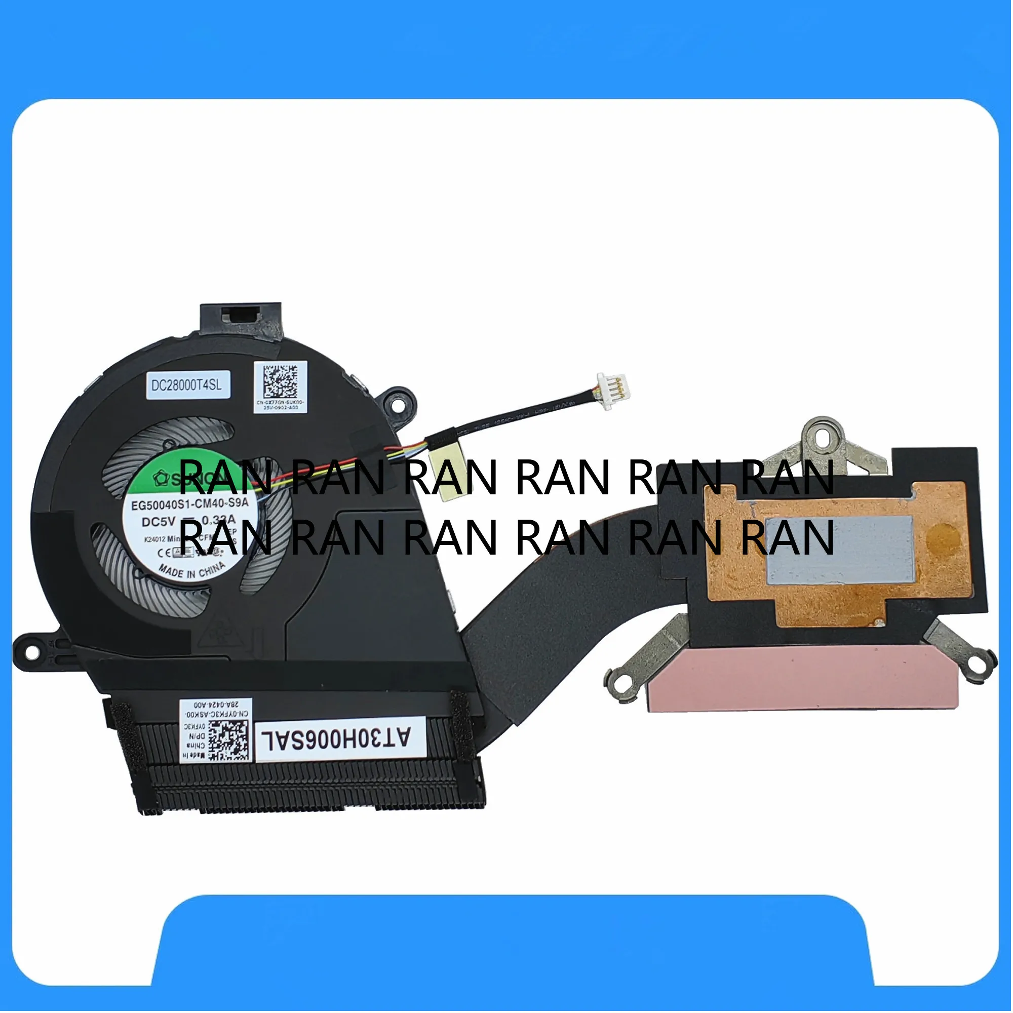 

New CPU（with Radiator） Cooling Fan for DELL Latitude 9520 E9520 0YFK3C 0X77GN EG50040S1-CM40-S9A DC28000T4SL AT30H006SAL DC5VFan
