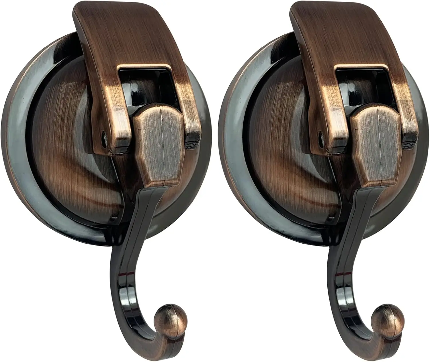 

Heavy Duty Vacuum Suction Shower Hooks, Glass Suction Cup for Bathroom Robe and Garland Decoration, 2 Pack Antique Brass