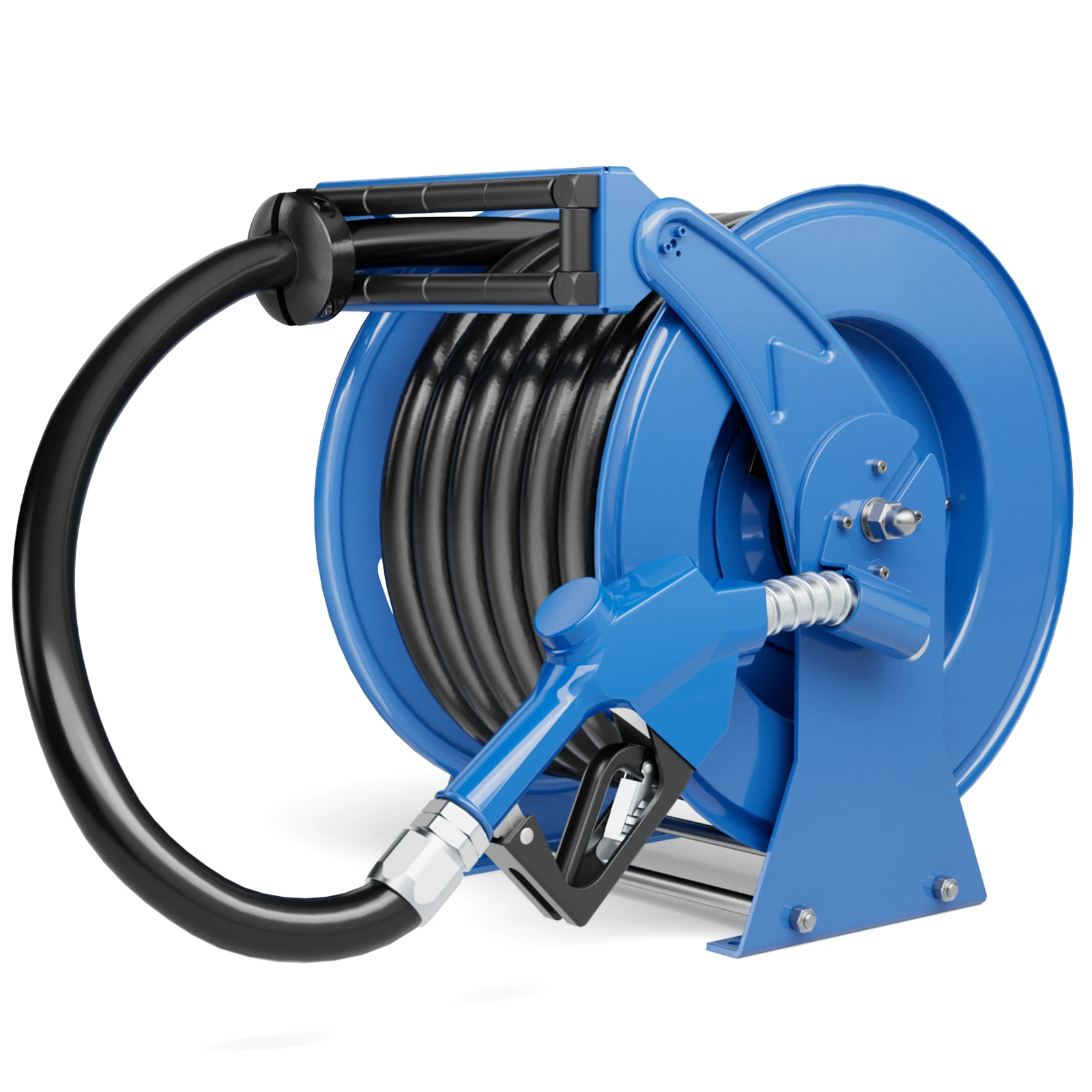 

Fuel Hose Reel Retractable 1” x 50' Premium Commercial 300 PSI Heavy Duty Spring Rewind Diesel Hose Reel with Refueling Nozzle