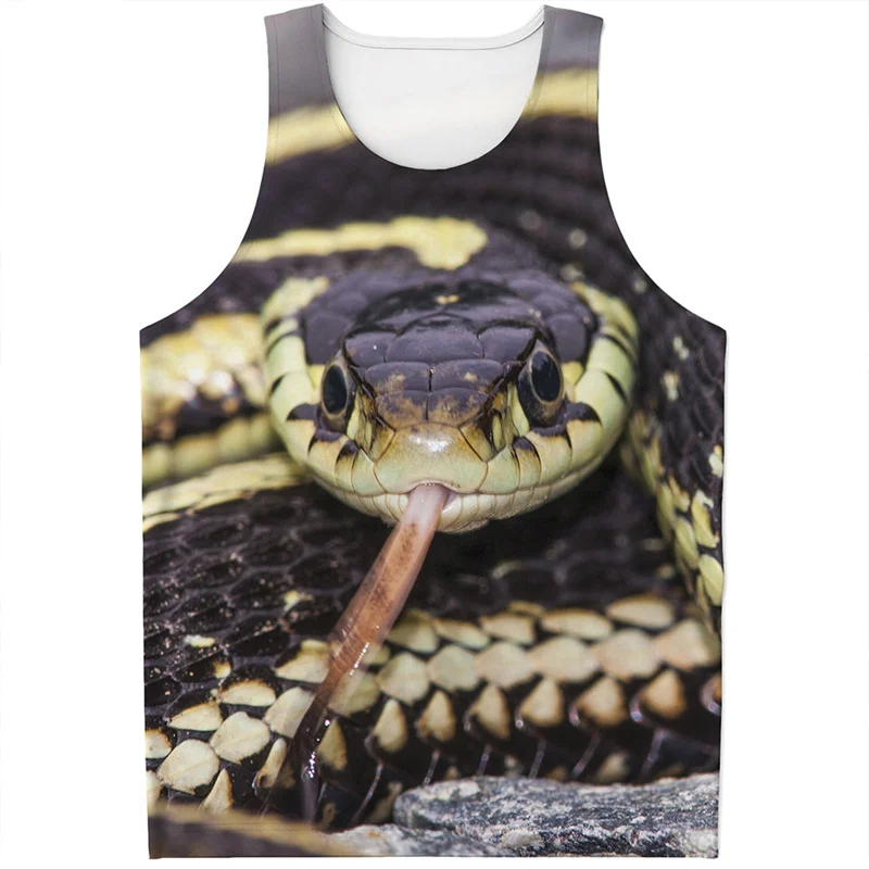 

Fashion Animal Snake 3D Printed Tank Tops For Men Summer Harajuku Sleeveless Vest Street Casual Loose Personality Tee Shirts