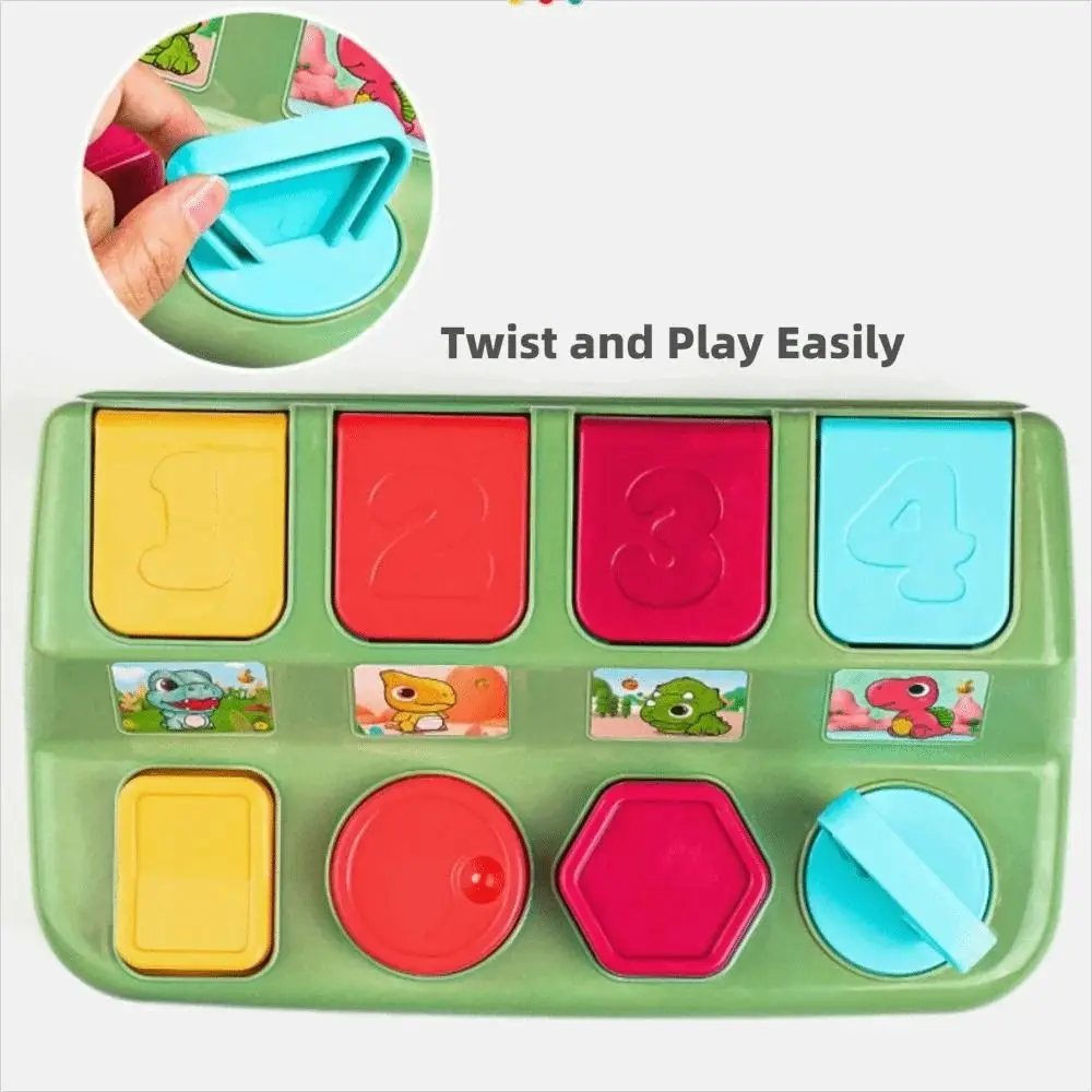 Montessori dinossauro interruptor caixa botão animais dos desenhos animados interativo caixa de brinquedo animal durável colorido atividade pop up brinquedo crianças