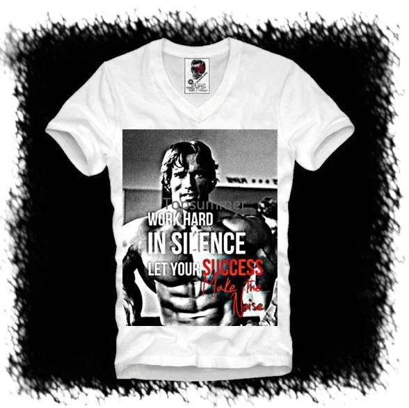 

V T Shirt Arnold Schwarzenegger Muscle Beach Gymer Pumping Iron 1808V Casual Plus T-Shirts Style Tops Tee Size S-3Xl