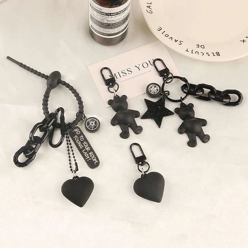 

Cartoon Bow Tie Bear Key Chain Love Pentagram Pendant Key Ring Car Backpack Charms Decoration Bag Accessories