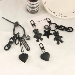 Cartoon Bow Tie Bear Chaveiro, Pingente De Pentagrama De Amor, Encantos De Mochila De Carro, Acessórios De Saco De Decoração