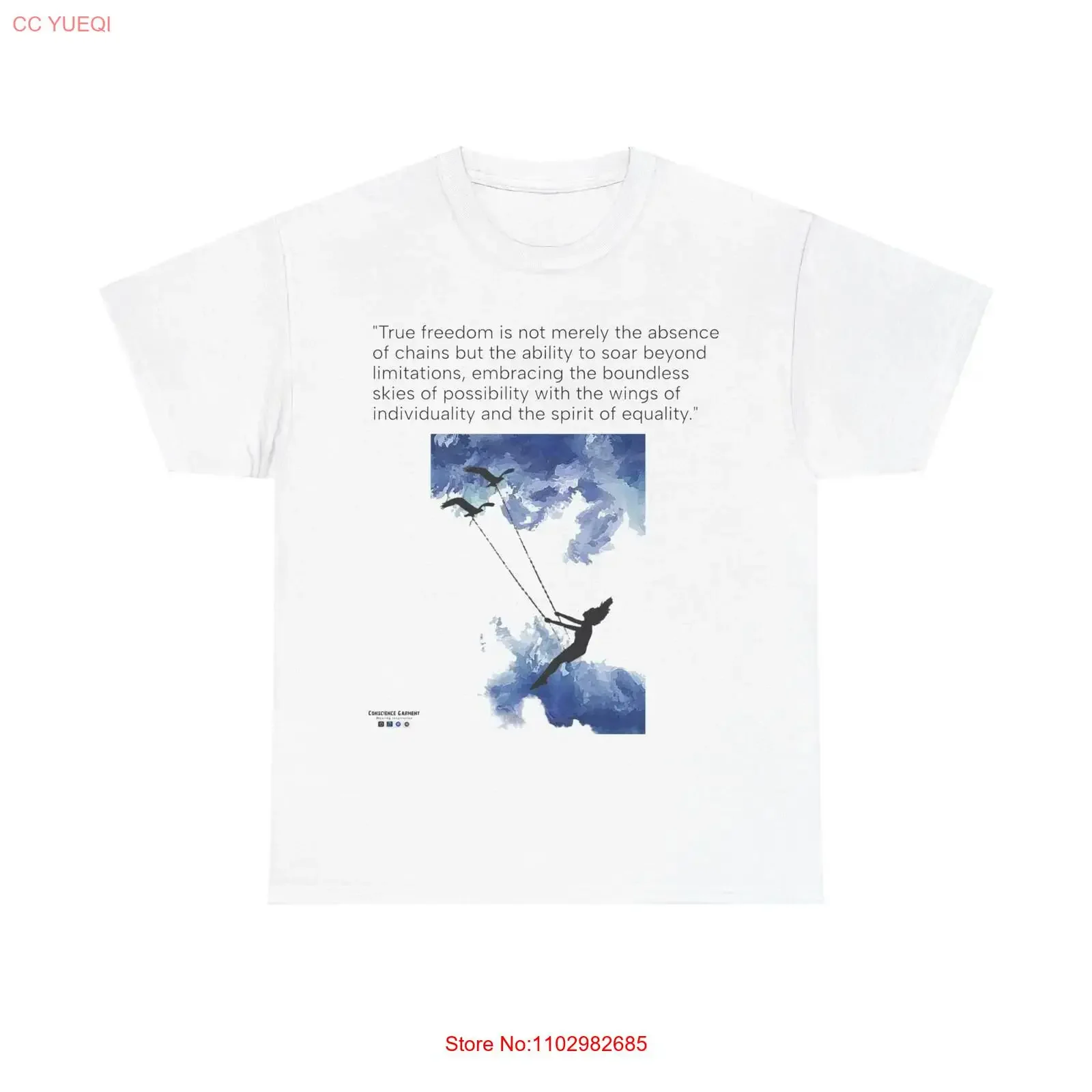 T-shirt en coton lourd, liberté, ciel, pleine conscience, Motivation, Inspiration, vêtement de conscience, positif, vintage, lavé