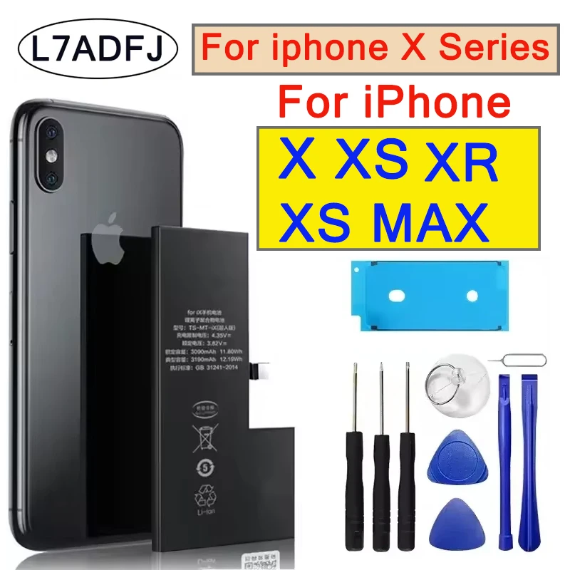 Batterie de remplacement pour iPhone X Xr Xs Xs Max, Li-Ion, pour Apple iPhone X série 3000 Cycles, Compatible OEM