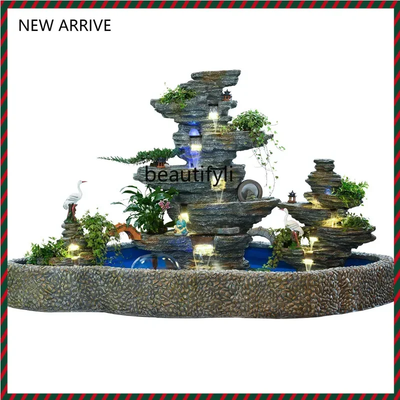

ss newLarge Courtyard Decoration Artificial Mountain and Fountain Water System Landscape Garden Courtyard Outdoor Fish Tank Land