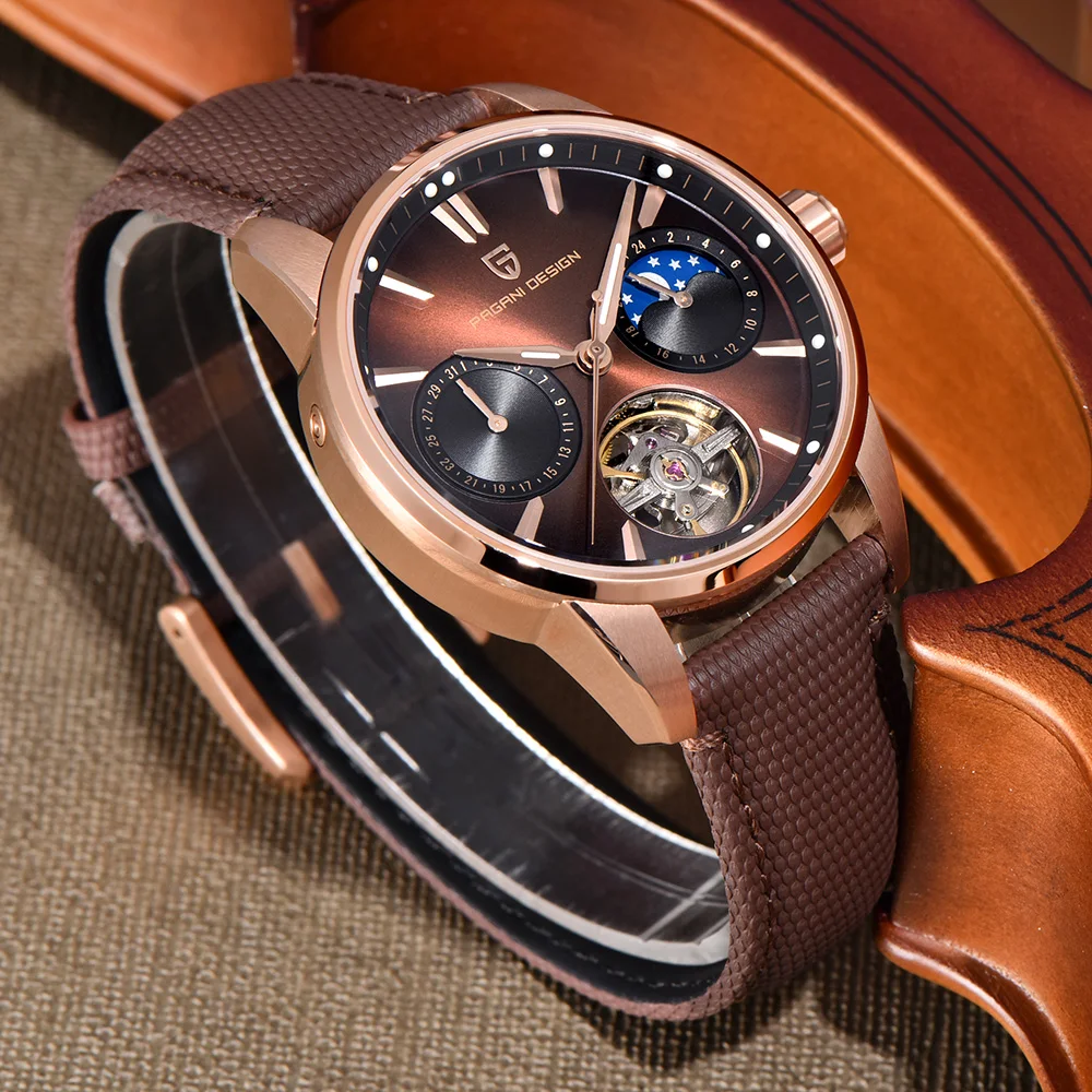 2025 ساعات رجالية تصميم باجاني ساعة توربيون فاخرة للرجل الميكانيكية التلقائي ساعة اليد ساعات هدية صندوق الياقوت مرآة #4